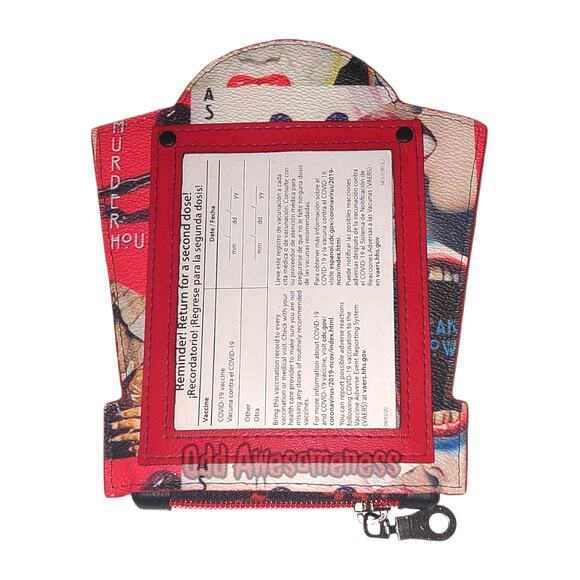 Headstone Tombstone Shaped Wallet Horror Vinyl Memento Mori Vaccine ID Card - Picture 5 of 5